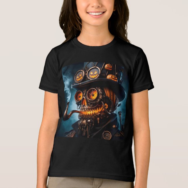 Halloween Steampunk Gotisk Jack-O-Lyktlampa T Shirt (Framsida)