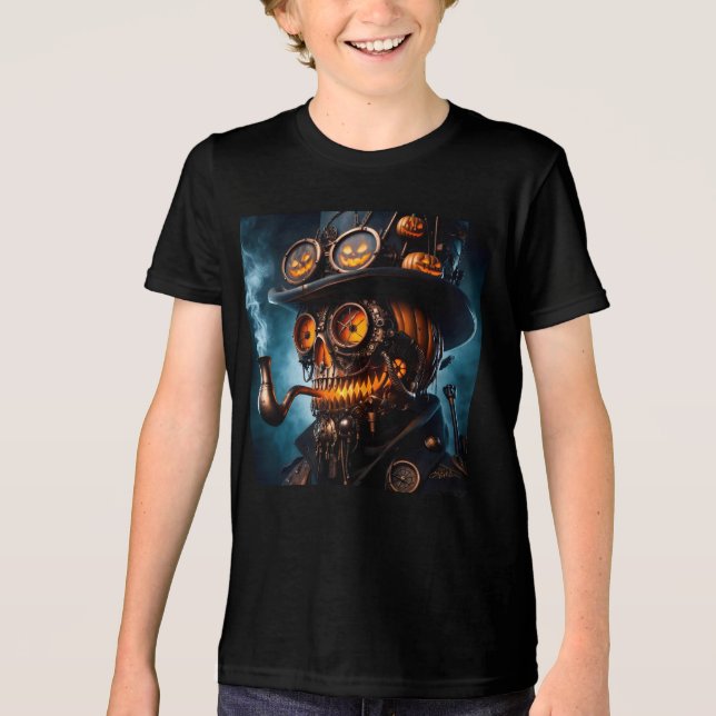 Halloween Steampunk Gotisk Jack-O-Lyktlampa T Shirt (Framsida)