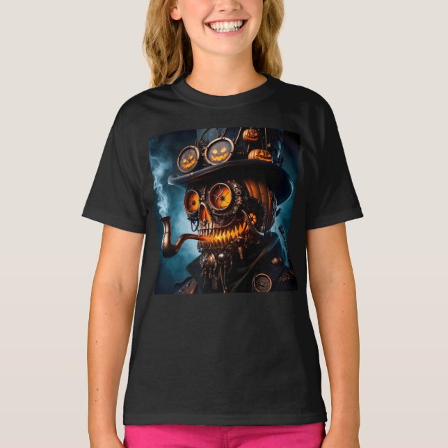 Halloween Steampunk Gotisk Jack-O-Lyktlampa T Shirt (Framsida)