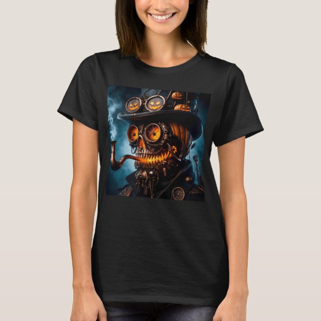 Halloween Steampunk Gotisk Jack-O-Lyktlampa T Shirt (Framsida)
