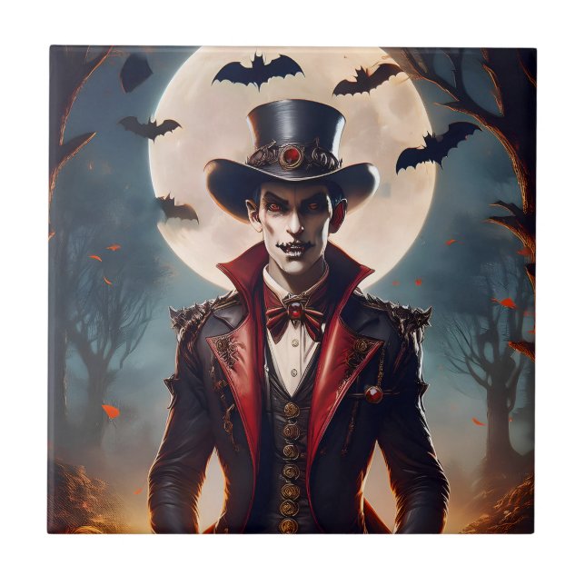 Halloween Steampunk Gotisk Zombie Vampire Kakelplatta (Framsidan)