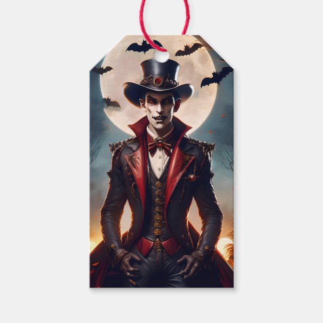 Halloween Steampunk Gotisk Zombie Vampire Presentetikett (Framsidan)