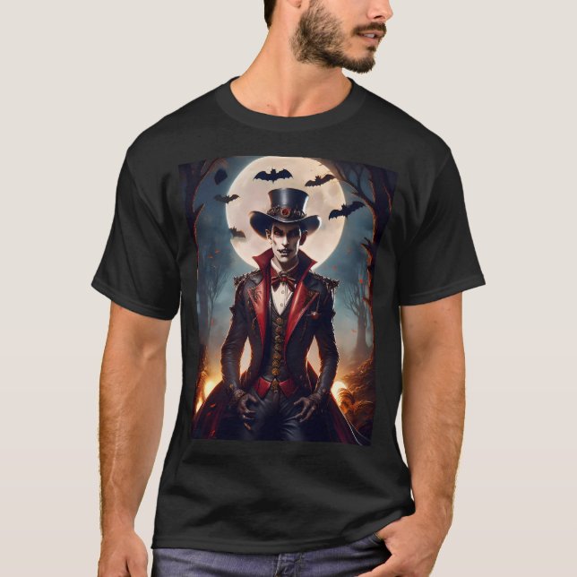 Halloween Steampunk Gotisk Zombie Vampire T Shirt (Framsida)