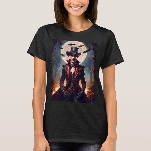 Halloween Steampunk Gotisk Zombie Vampire T Shirt (Framsida)
