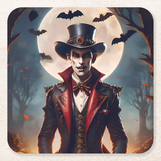 Halloween Steampunk Gotisk Zombie Vampire Underlägg Papper Kvadrat (Framsidan)