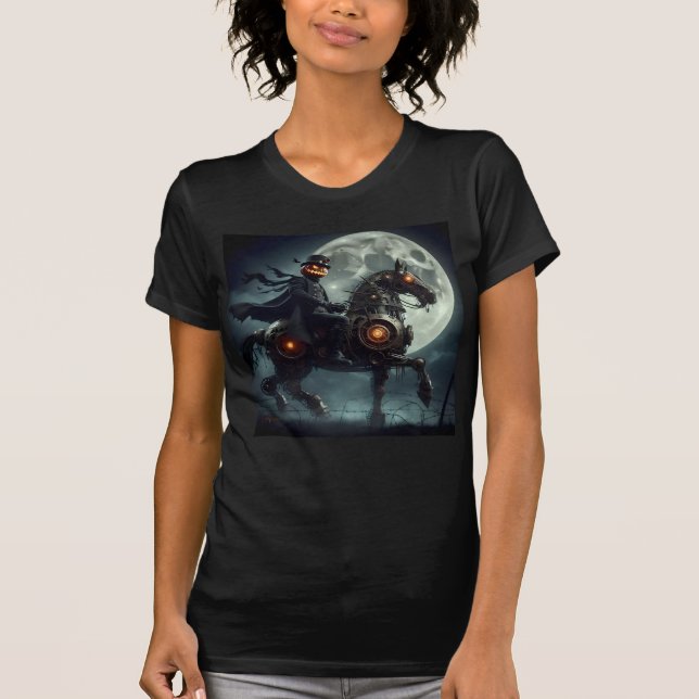Halloween Steampunk Headless Horseman T Shirt (Framsida)