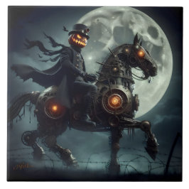 Halloween Steampunk Huvudlös Ryttare Kakelplatta