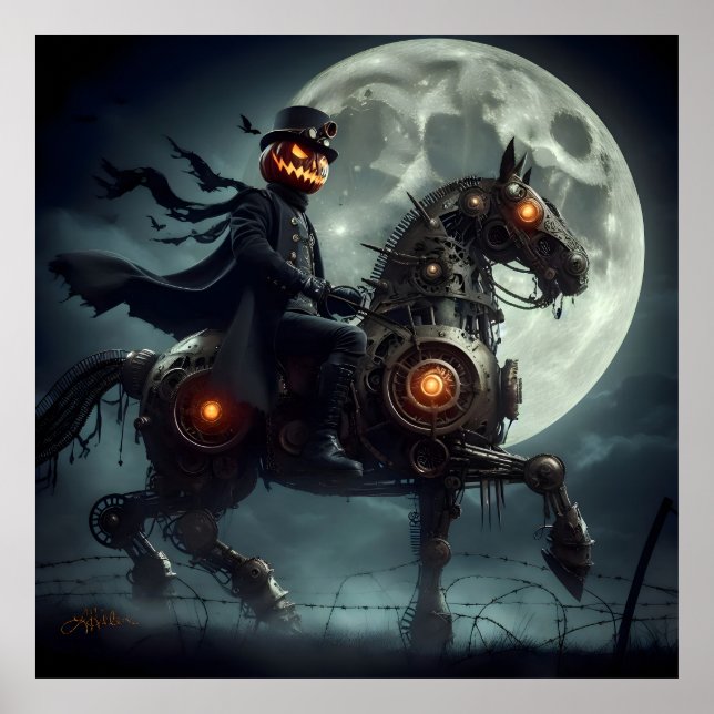 Halloween Steampunk Huvudlös Ryttare Poster (Framsidan)