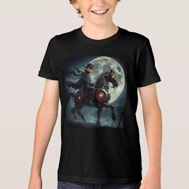 Halloween Steampunk Huvudlös Ryttare T Shirt (Framsida)