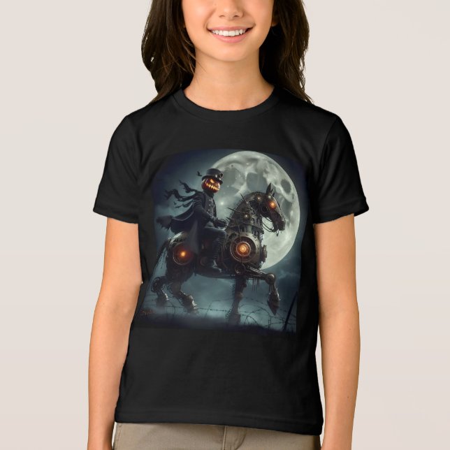 Halloween Steampunk Huvudlös Ryttare T Shirt (Framsida)