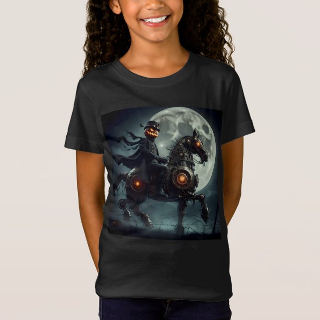Halloween Steampunk Huvudlös Ryttare T Shirt (Framsida)