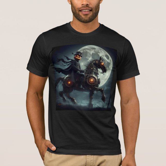 Halloween Steampunk Huvudlös Ryttare T Shirt (Framsida)
