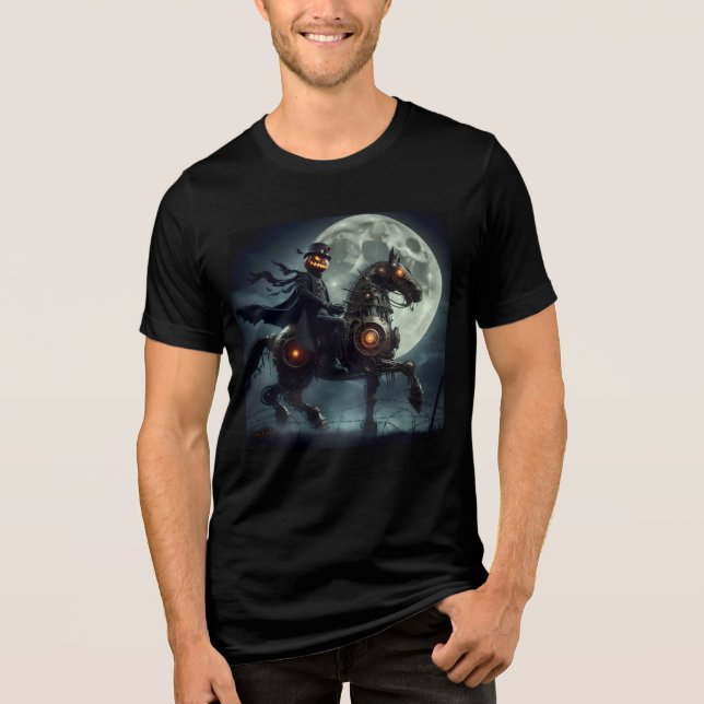 Halloween Steampunk Huvudlös Ryttare T Shirt (Framsida)