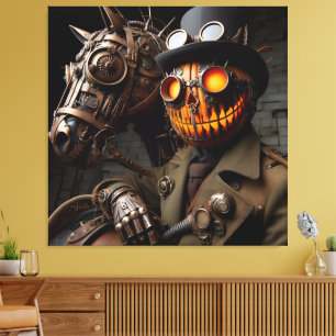 Halloween Steampunk Jack-O-Lantern Horseman Canvastryck