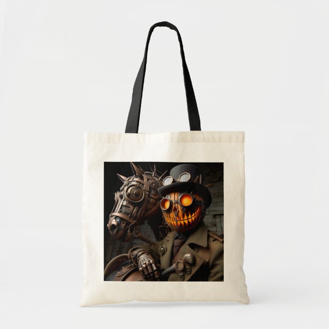 Halloween Steampunk Jack-O-Lantern Horseman Tygkasse (Framsidan)