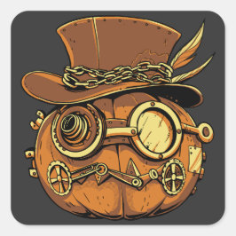 Halloween steampunk pumpkin fyrkantigt klistermärke