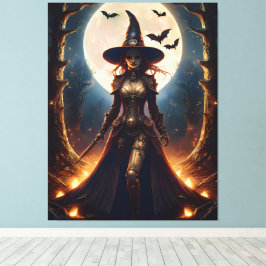 Halloween Steampunk Skogshäxa Canvastryck