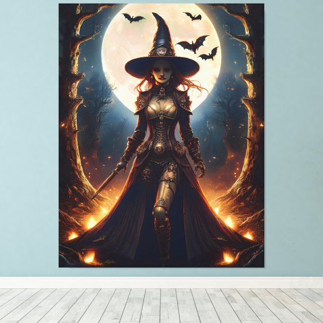Halloween Steampunk Skogshäxa Canvastryck (Insitu (trägolv))