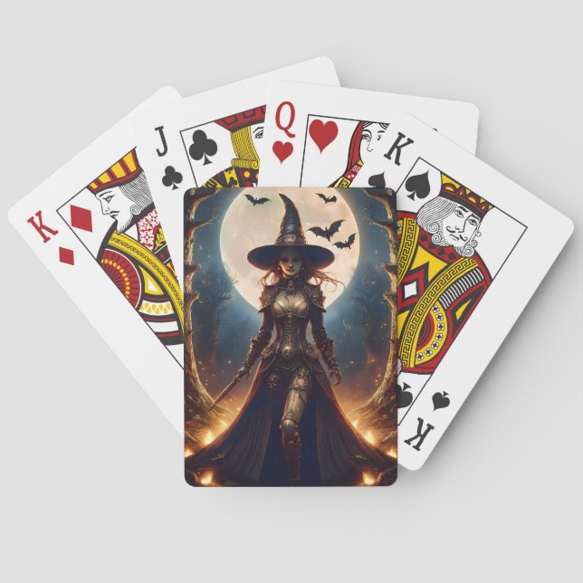 Halloween Steampunk Skogshäxa Casinokort (Baksidan)