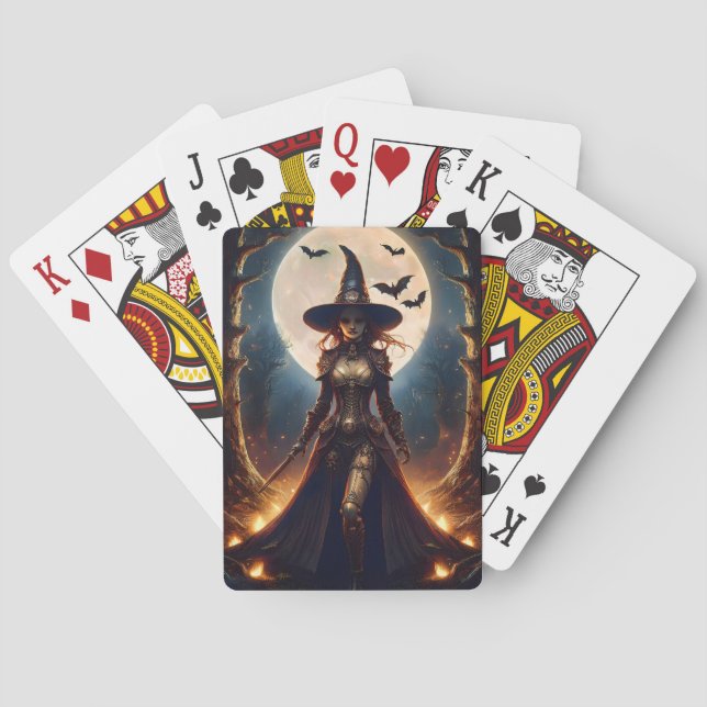 Halloween Steampunk Skogshäxa Casinokort (Baksidan)