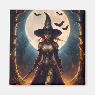 Halloween Steampunk Skogshäxa Magnet