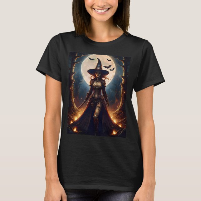 Halloween Steampunk Skogshäxa T Shirt (Framsida)