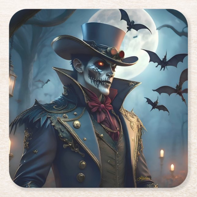 Halloween Steampunk Södra Gotisk Zombie Underlägg Papper Kvadrat (Framsidan)