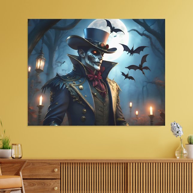 Halloween Steampunk Southern gentleman Zombie Canvastryck (Insitu (Vardagsrum))