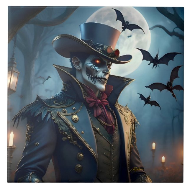 Halloween Steampunk Southern gentleman Zombie Kakelplatta (Framsidan)