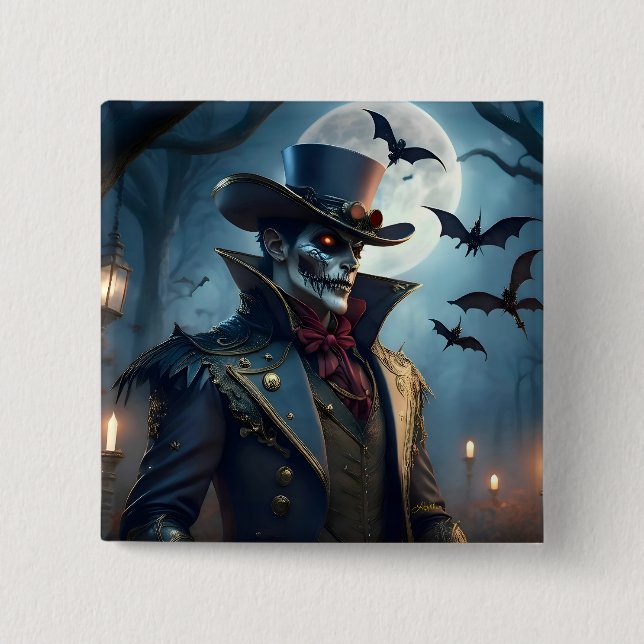 Halloween Steampunk Southern gentleman Zombie Knapp (Framsida)