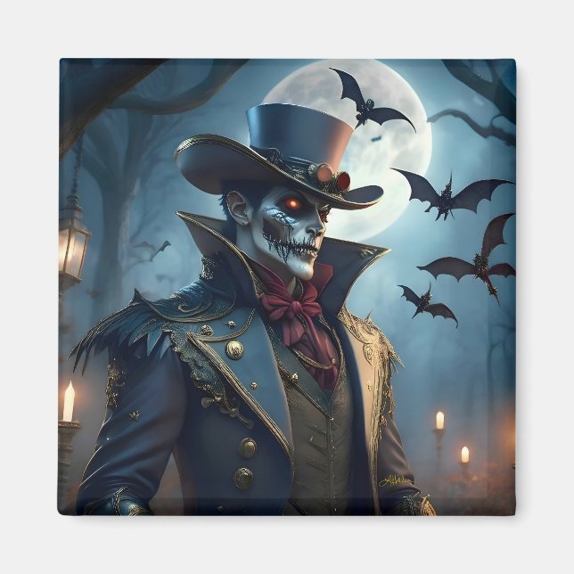Halloween Steampunk Southern gentleman Zombie Magnet (Framsidan)