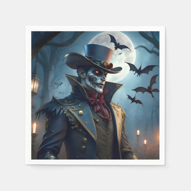 Halloween Steampunk Southern gentleman Zombie Pappersservett (Framsidan)