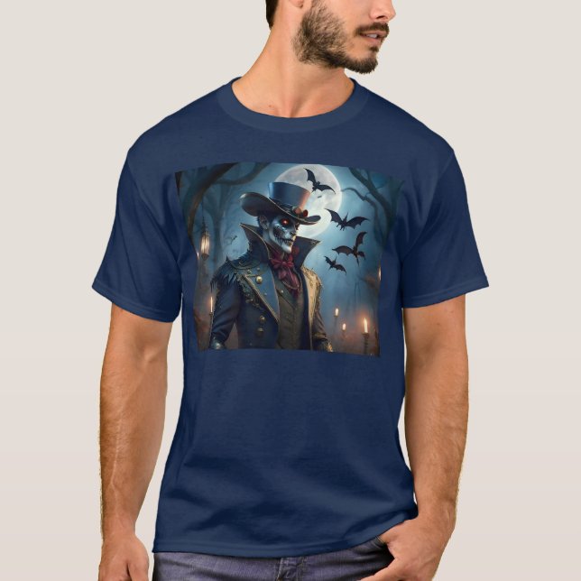 Halloween Steampunk Southern gentleman Zombie T Shirt (Framsida)