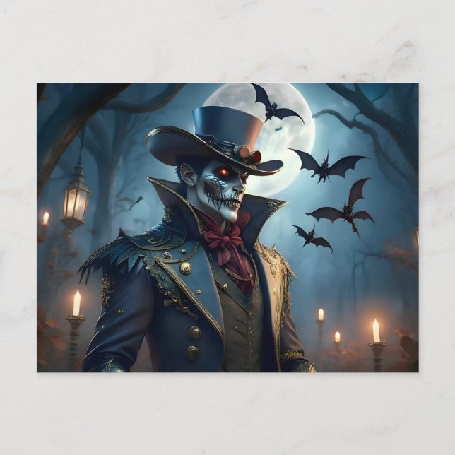Halloween Steampunk Southern gentleman Zombie Vykort (Framsida)