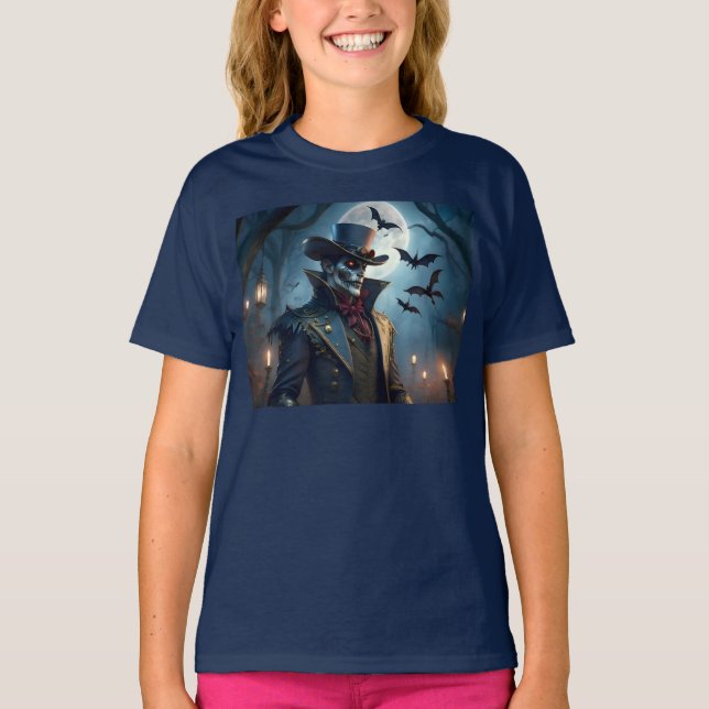 Halloween Steampunk Southern Gothic Zombie T Shirt (Framsida)
