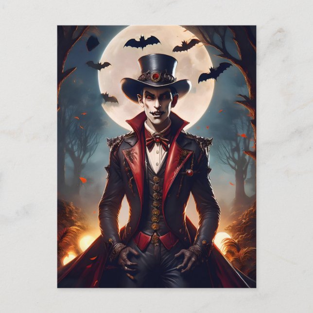 Halloween Steampunk Vampire Zombie Vykort (Framsida)