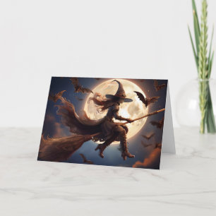 Halloween Steampunk Witch Moonlight Flight Kort