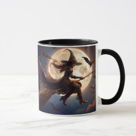 Halloween Steampunk Witch Moonlight Flight Mugg