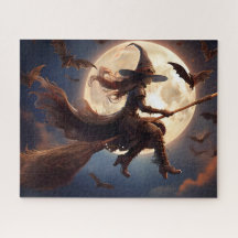 Halloween Steampunk Witch Moonlight Flight
