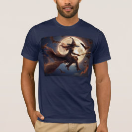 Halloween Steampunk Witch Moonlight Flight T Shirt