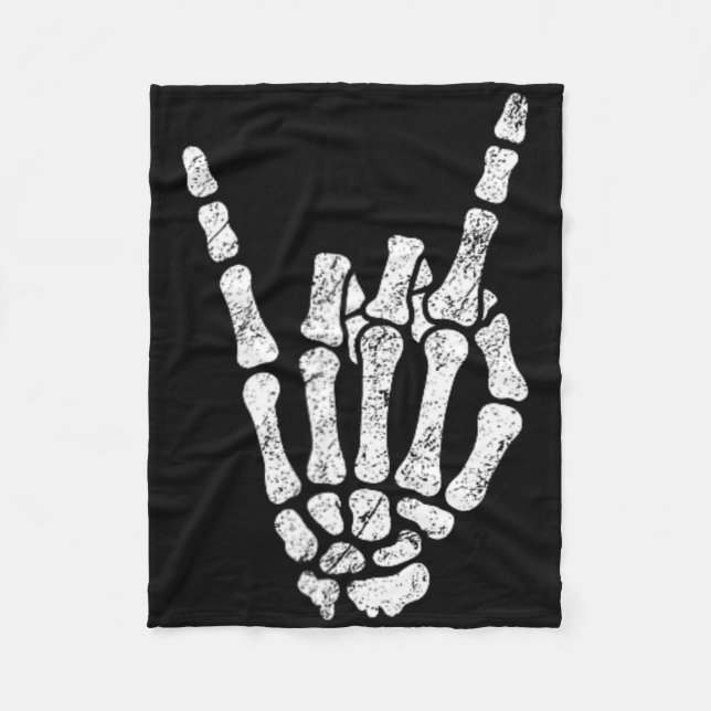 Halloween Sten Hand Sign Skeleton Rock N Roll Symb Fleecefilt (Framsidan)