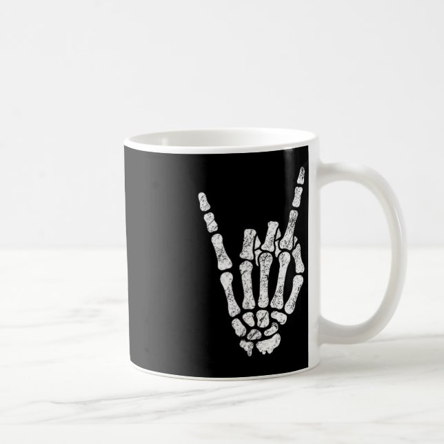 Halloween Sten Hand Sign Skeleton Rock N Roll Symb Kaffemugg (Höger)