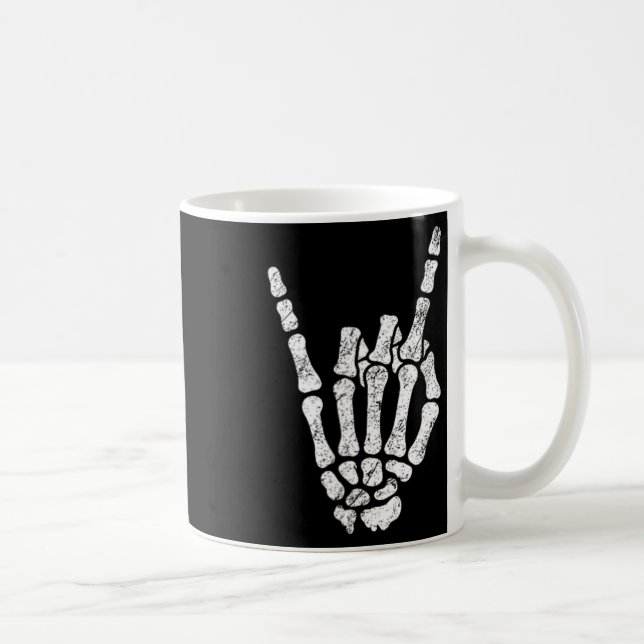 Halloween Sten Hand Sign Skeleton Rock N Roll Symb Kaffemugg (Höger)