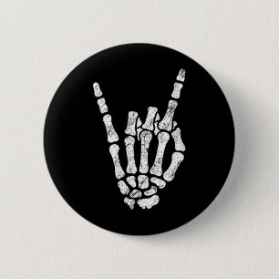 Halloween Sten Hand Sign Skeleton Rock N Roll Symb Knapp