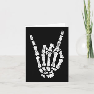 Halloween Sten Hand Sign Skeleton Rock N Roll Symb Kort
