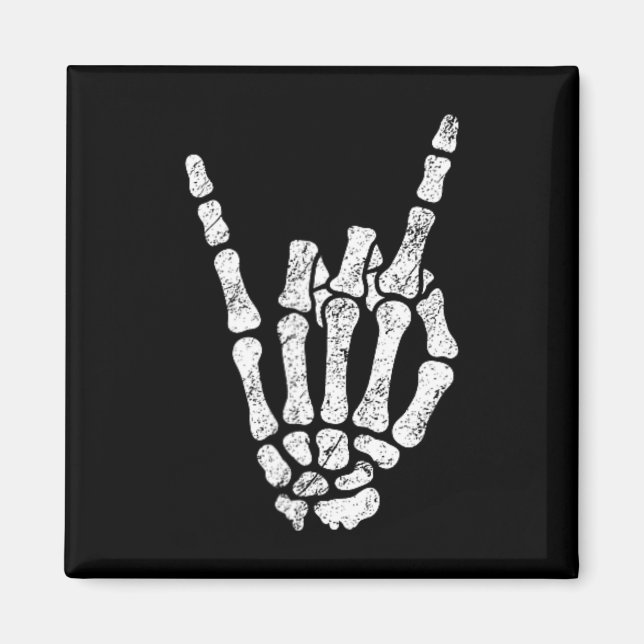 Halloween Sten Hand Sign Skeleton Rock N Roll Symb Magnet (Framsidan)