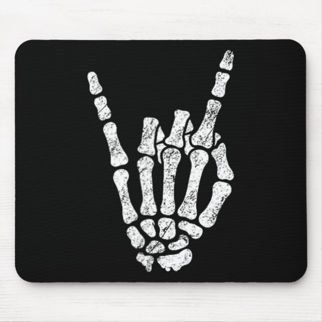 Halloween Sten Hand Sign Skeleton Rock N Roll Symb Musmatta (Framsidan)