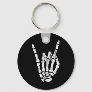 Halloween Sten Hand Sign Skeleton Rock N Roll Symb Nyckelring
