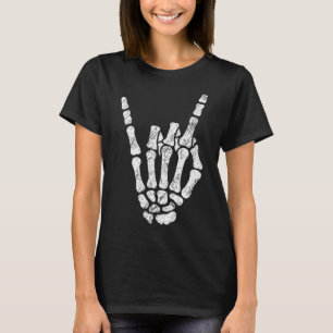 Halloween Sten Hand Sign Skeleton Rock N Roll Symb T Shirt