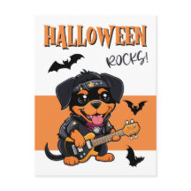 Halloween Sten Rottweiler Tecknad Spela Guitar